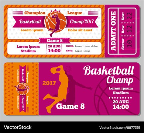 Modern Basketball Ticket Template Royalty Free Vector Image