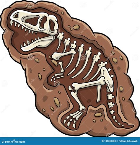 Cartoon T Rex Dinosaur Fossil Vector Illustration