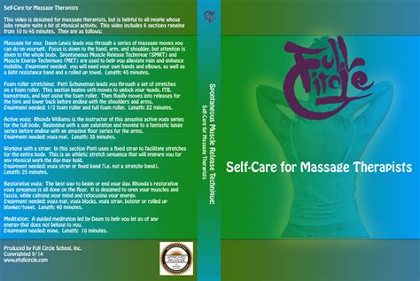 Self Care For Massage Therapists Dvd Cover 2 Full Circle School Of Massage Therapyfull Circle