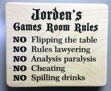 Games Rooms Rules Sign