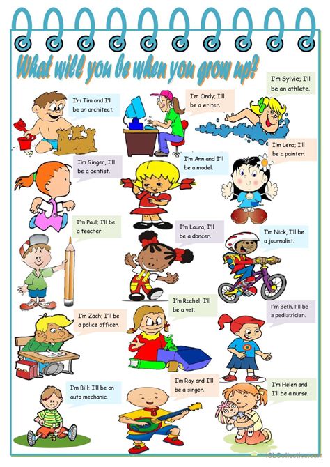 what will you be when you grow up … english esl worksheets pdf and doc