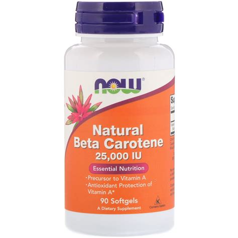 Now Foods Natural Beta Carotene 25000 Iu 90 Softgels By Iherb