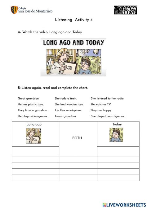 Long Ago And Today Interactive Worksheet Live Worksheets