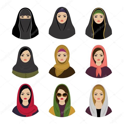Muslim Girls Avatars Set Stock Vector By ©lublubachka 71083615