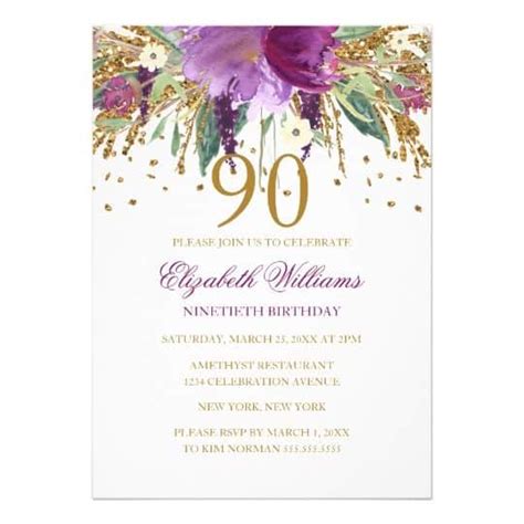 90th Birthday Invitations 30 Fabulous Invites To Impress Your Guests