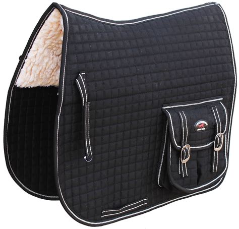 Horse English Quilted Fleece Padded All Purpose Saddle Pad With Pockets