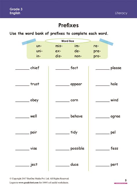 Free Printable Prefix Worksheets