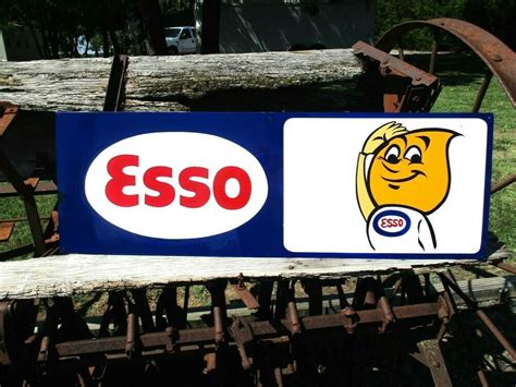 Large Vintage Hand Lettered Esso Gasoline Tractor Gas Station Oil Sign