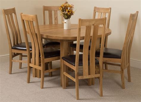 Edmonton Solid Oak Extending Oval Dining Table With 6 Princeton Solid