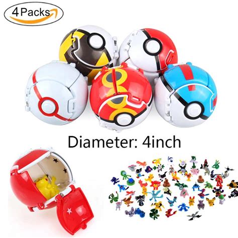 Buy 4pcs Pokemon Throw Pop Pokeball Cosplay Pop Up Elf Go Fighting Poke Ball Toy At Affordable