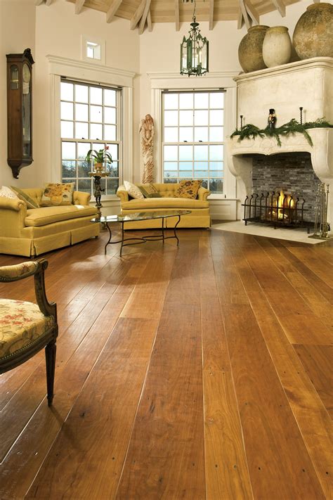 Cherry Hardwood Flooring In A Nantucket Living Room