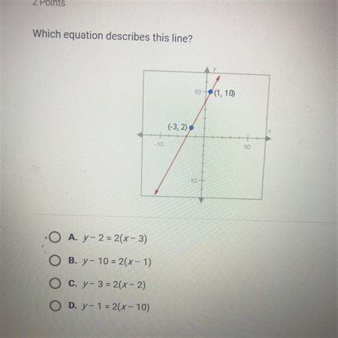 Carlaalmariop2lk9b is waiting for your help. Which equation describes this line - Brainly.com