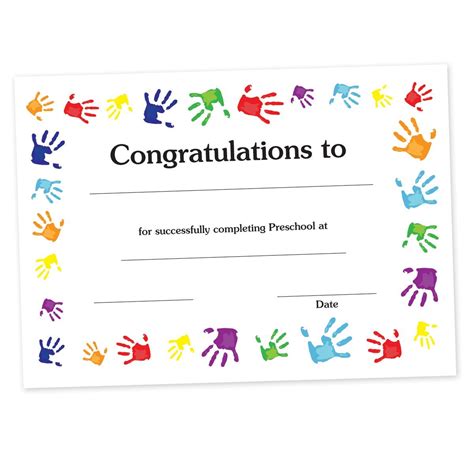 Certificate Handprints Preschool Certificates School Certificates