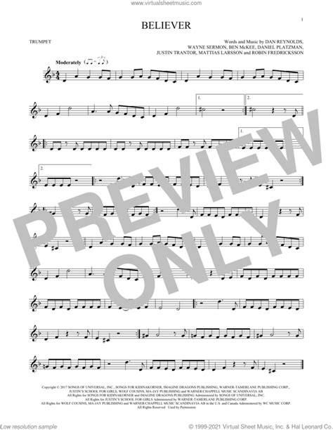 Believer Sheet Music For Trumpet Solo Pdf Interactive