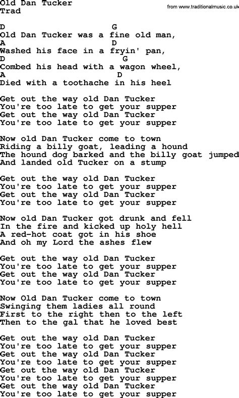 Top 1000 Folk And Old Time Songs Collection Old Dan Tucker Lyrics With Chords And Pdf