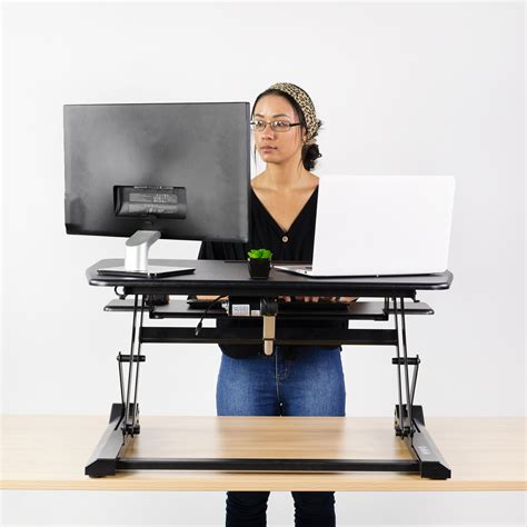 Vivo Black Electric Height Adjustable Standing Desk Tabletop Monitor