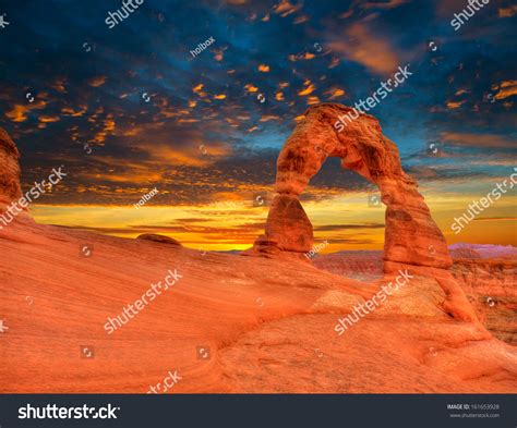 Arches National Park Delicate Arch Sunset Stock Photo 161653928