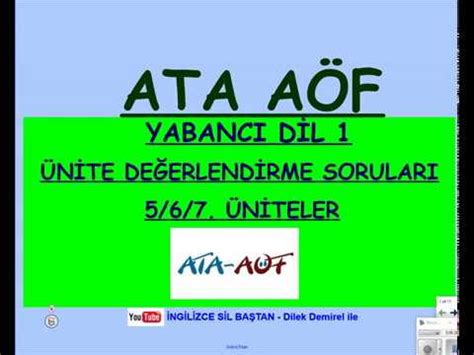 ATA AÖF İNGİLİZCE 1 Değerlendirme Soru Çözümleri (Ünite 5-7) - YouTube