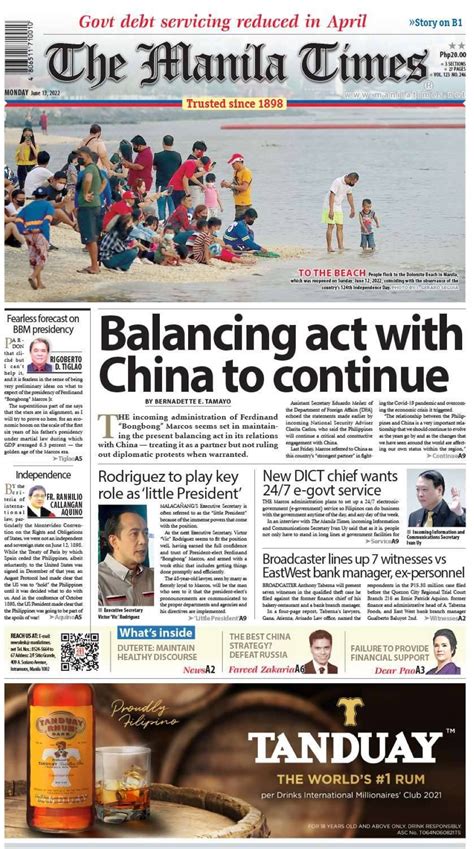 The Manila Times Front Page June 13 2022 The Manila Times