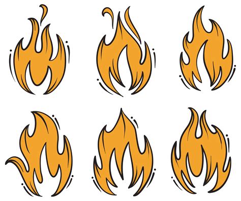 Hand Drawn Fire Icons Fire Flames Icons Vector Hand Drawn Doodle