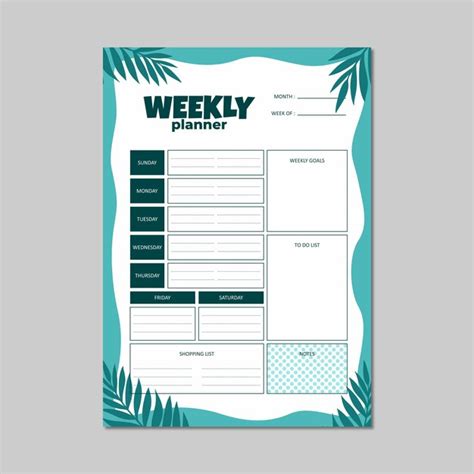 Premium Vector Weekly Planner Template Vector