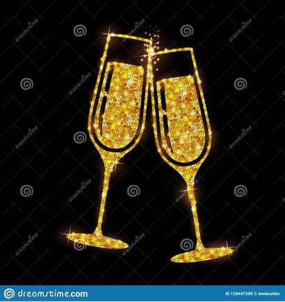 Champagne Vector Glass Glasses Icon Sparkle Golden
