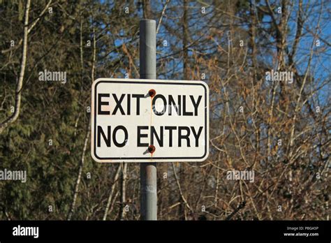 Exit Only No Entry Sign On A Pole Stock Photo Alamy