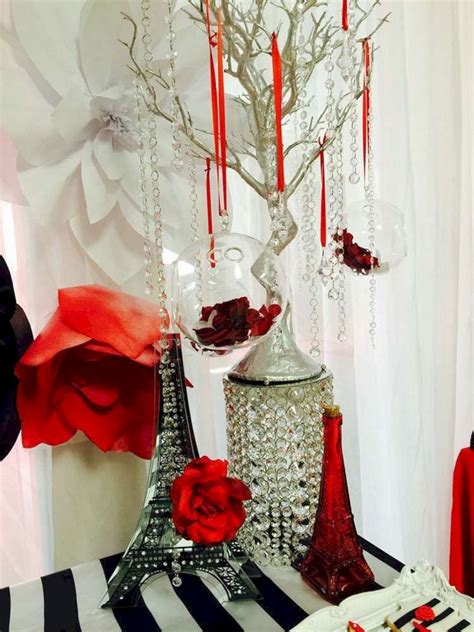 A night in paris theme can incorporate colors like yellow, black, gold or silver, deep reds and burgundies, as well as deep purples and blues. Paris Theme Quinceanera Decorations - OOSILE