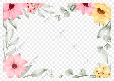 Watercolor Flower Border Vector PNG Images Flower Watercolor Frame