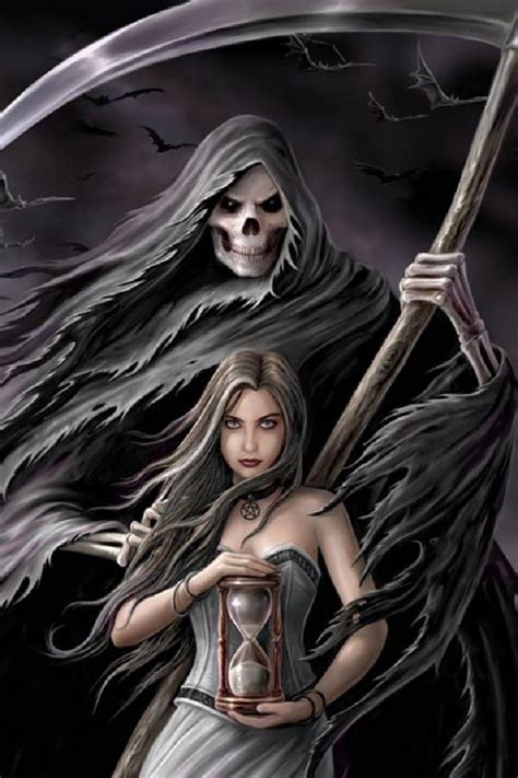 Grim Rreaper Girl Dark Iphone Wallpaper Gothic Fantasy Art Anne