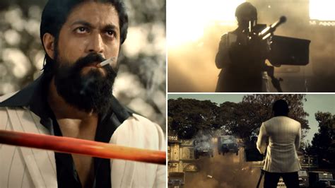kgf chapter 2 teaser yash s explosive act with his machine gun against the enemies makes his