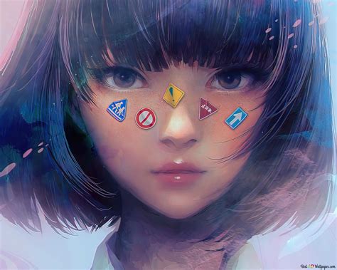 High school anime girl 4K wallpaper download