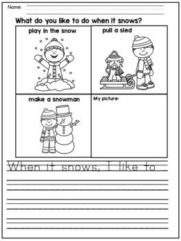 winter writing prompts  kindergarten   grade  danas