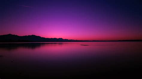 Purple Landscape Reflection Dusk Evening Pink Sky Lake