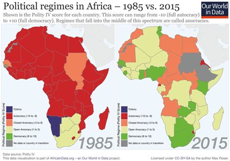 african political regimes in 1985 and 2015 r mapporn
