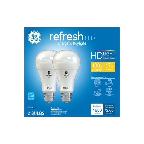 Ge Refresh 100 Watt Eq A21 Daylight Dimmable Led Light Bulb 2 Pack At