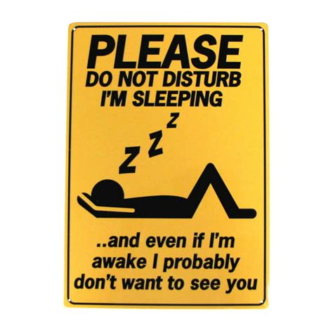 Funny Metal Sleeping Do Not Disturb 8x12 Sign Novelty Office Wall Man