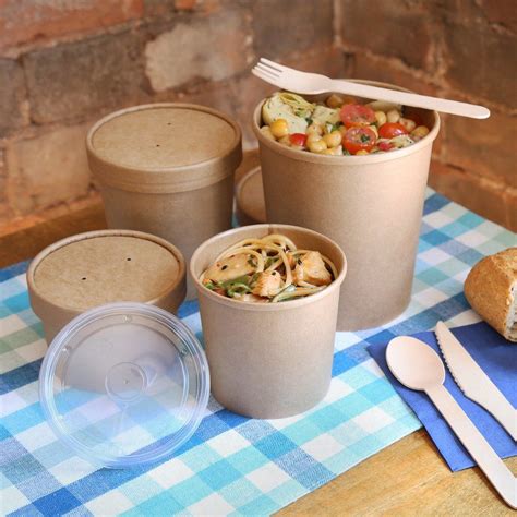 16 Oz Kraft Paper Food Container And Lid Combo Pack Of 250 Food