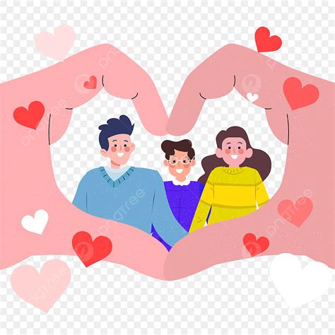 Dibujado A Mano De Dibujos Animados Amor Gesto Familia Ilustración