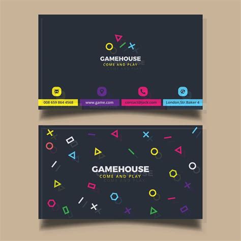 Business Card For A Video Game Business Free Visiting Card Design