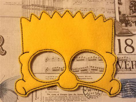 Bart Inspired The Simpsons Mask Ith Project In The Hoop Embroidery