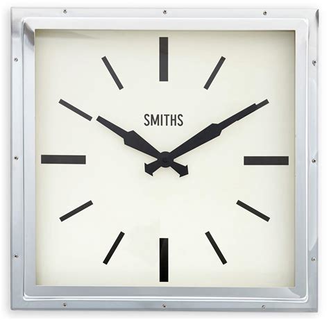 Chrome Smiths Deco Square Clock 41cm Smiths Clocks