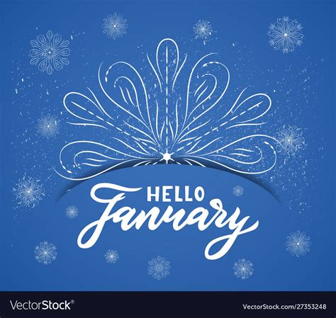 Hand Lettering Calligraphy Hello January Vector Image