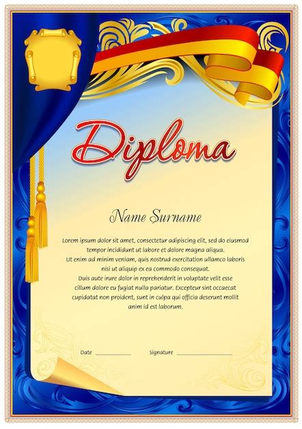 Plantilla En Blanco De Diploma Vintage Vector Premium
