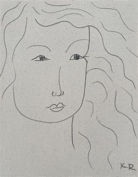 Kathleen Rhee - Portrait pencil line sketch minimalist matisse