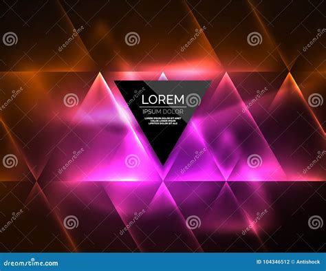 Color Neon Glowing Triangles Abstract Background Stock Vector