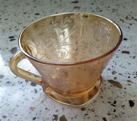 Jeannette Glass Floragold Louisa Marigold Iridescent Tea Cup Etsy