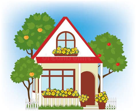 House And Garden Stock Vector Illustration Of Apple 51796333