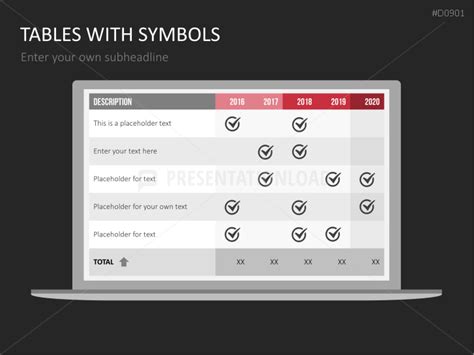 Tables With Symbols Powerpoint Template