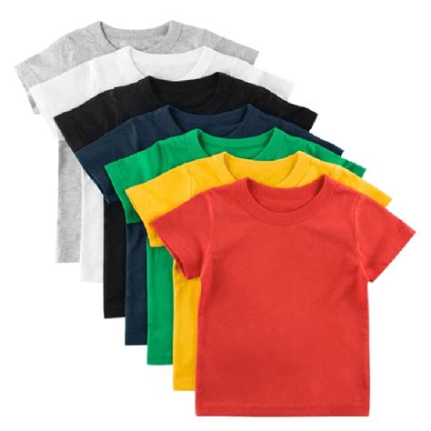 Kids Plain T Shirt Tops For Child Boys Girls Baby Toddler Solid Blank